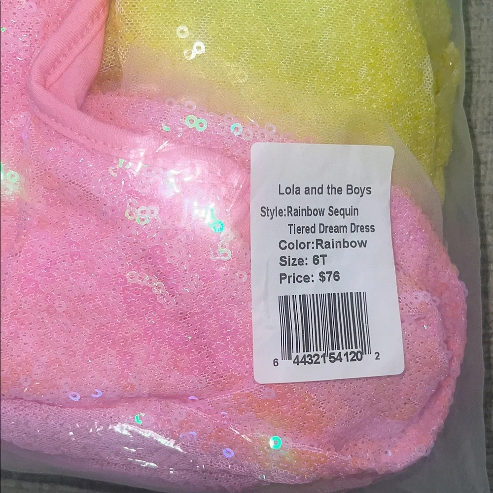 Lola + The Boys Girls Rainbow Sequin Dream Dress - Pink, Purple, Blue, Yellow
